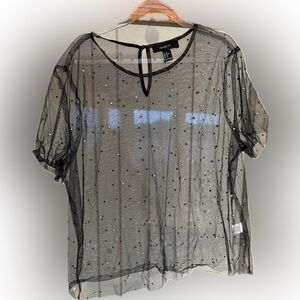 FOREVER 21 tulle top studs & rhinestones. 2X